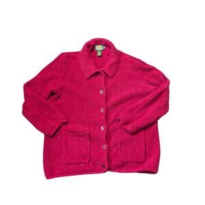 Vintage CABELA'S Wool Blend, Cardigan, Red Sweater, Size XL; Chunky knit